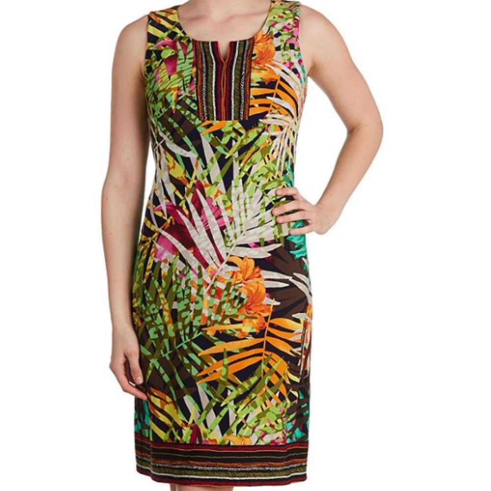 Allison Daley Notch V-Neck Lined Sleeveless Dress